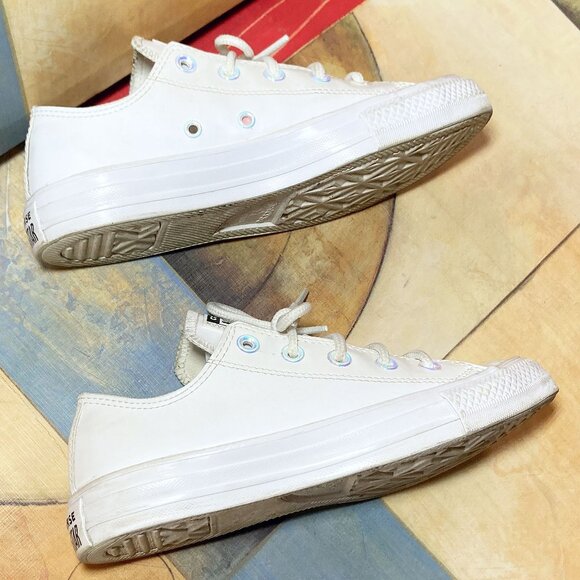 WOMEN'S CONVERSE CHUCK TAYLOR ALL STAR MONO LEATHER WHITE SHOES SIZE 6 SNEAKERS - Picture 6 of 6